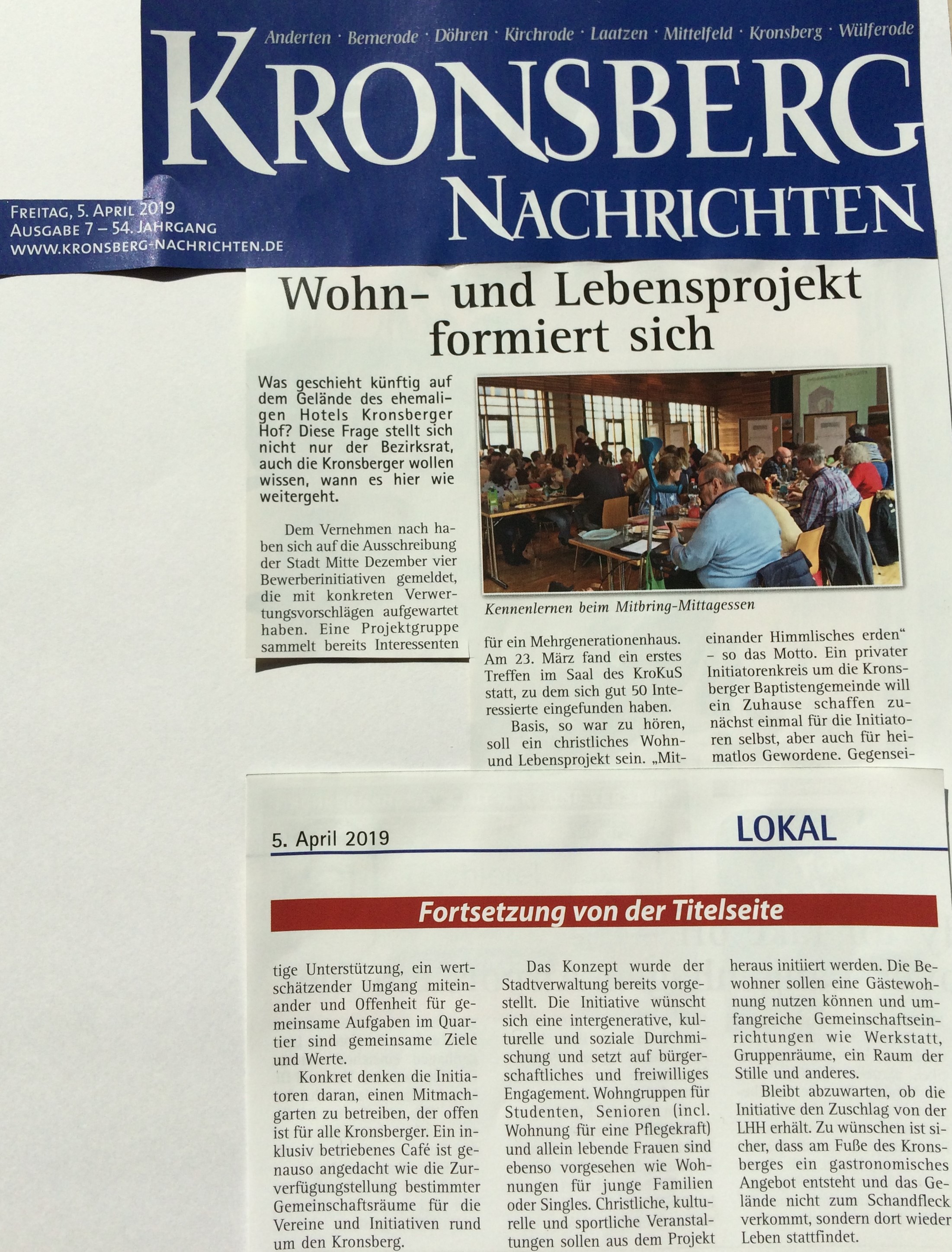 You are currently viewing 07.04.19: Bericht über Konsultationstag in „Kronsberg-Nachrichten“